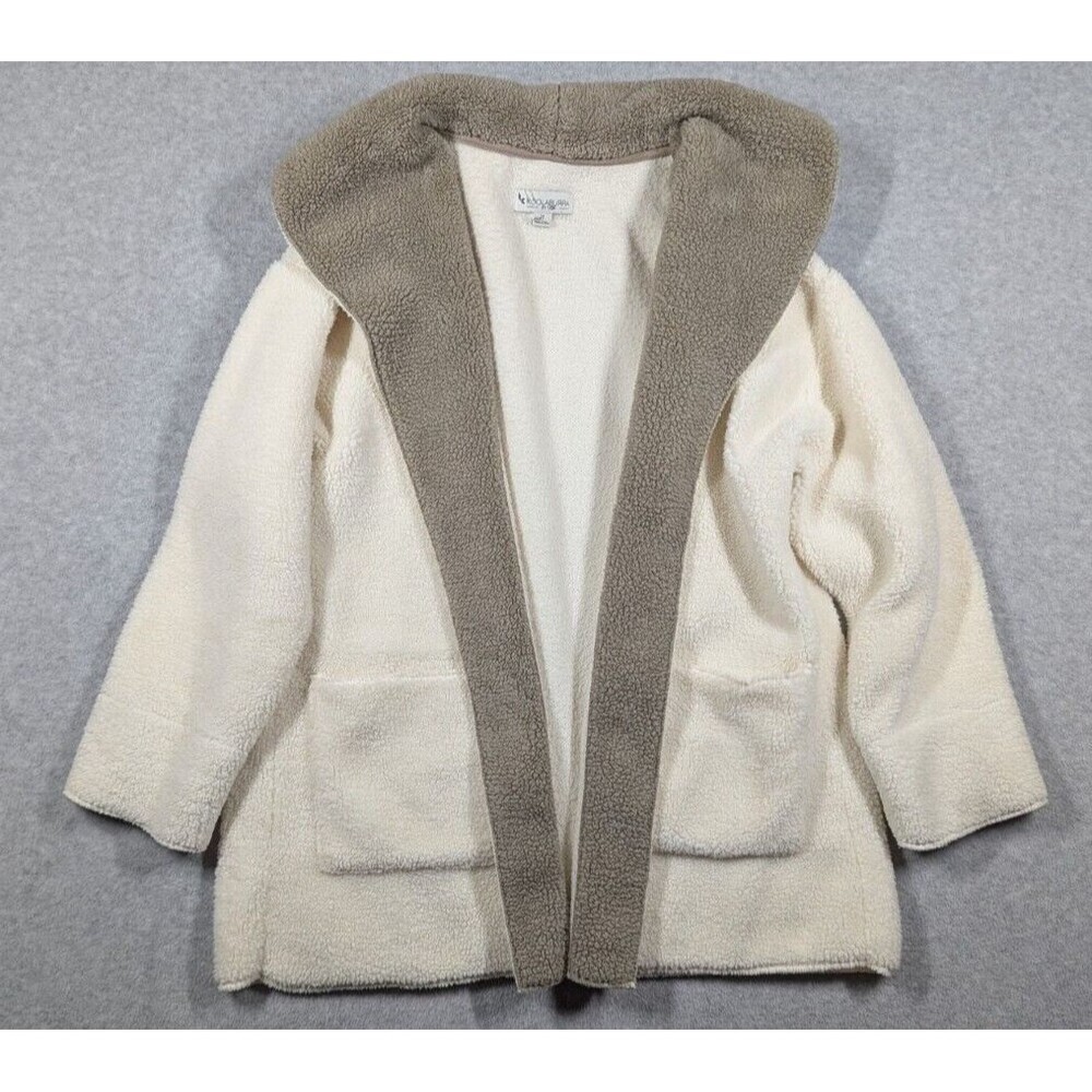 Koolabura Ugg Women Jacket Medium Sherpa Fleece Shawl‎ Collar Open Front Warm